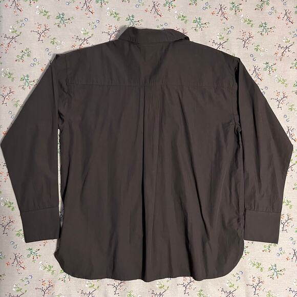 MATE the Label Poplin Long Sleeve Button Down Shirt Brown Small Organic Cotton - Picture 4 of 10